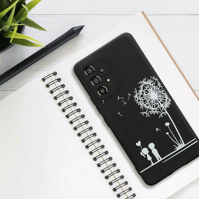 KWmobile Dandelion Love Silicone Back Cover Black / White (Galaxy A53)