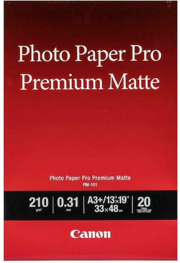 Canon PM-101 Photo Paper Pro Premium Matte A3+ 210gr/m² for Printers Inkjet 20 Sheets