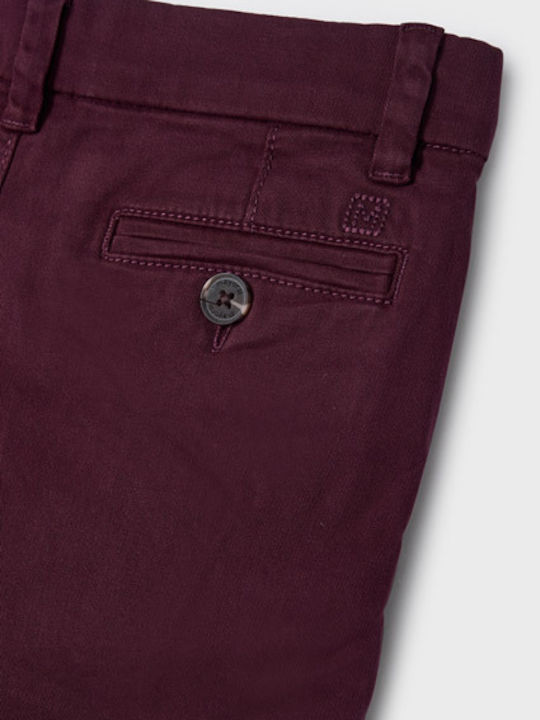 Kids' Chino Fabric Pants Burgundy