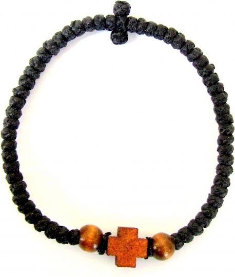 IconsGR Prayer Beads with Cross & Bead Black