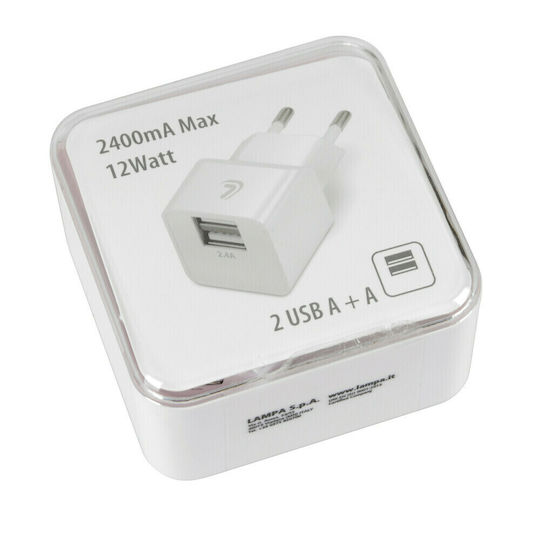 Lampa Φορτιστής Χωρίς Καλώδιο με 2 Θύρες USB-A 12W Λευκός (L3869.0)