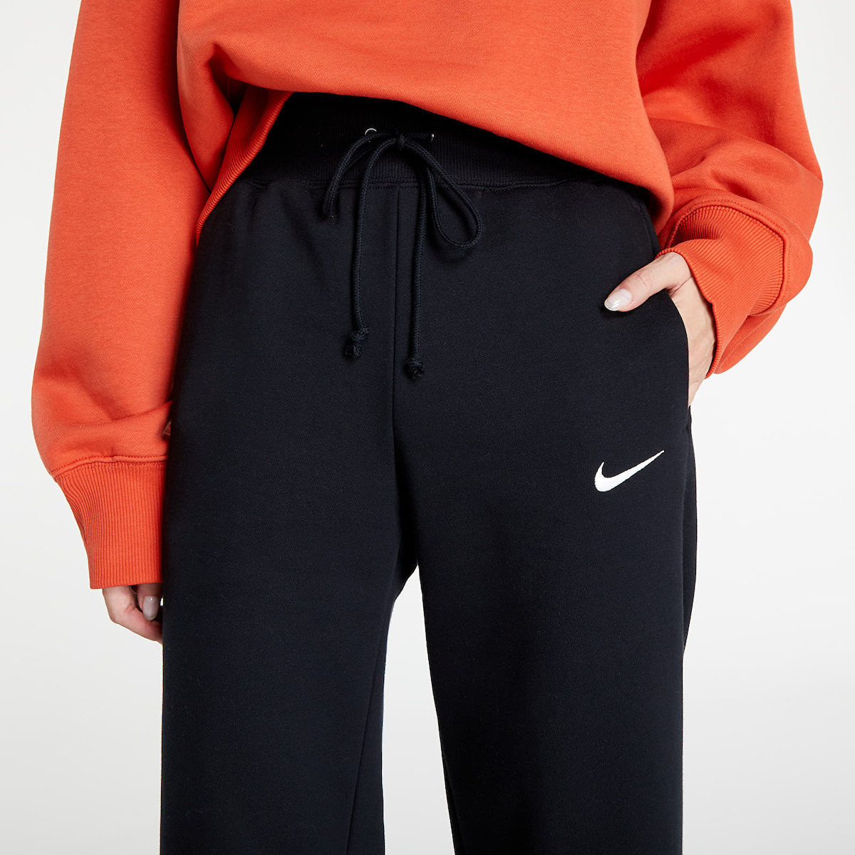 Nike Sportswear Phoenix Παντελόνι Γυναικείας Φόρμας Φαρδύ Μαύρο