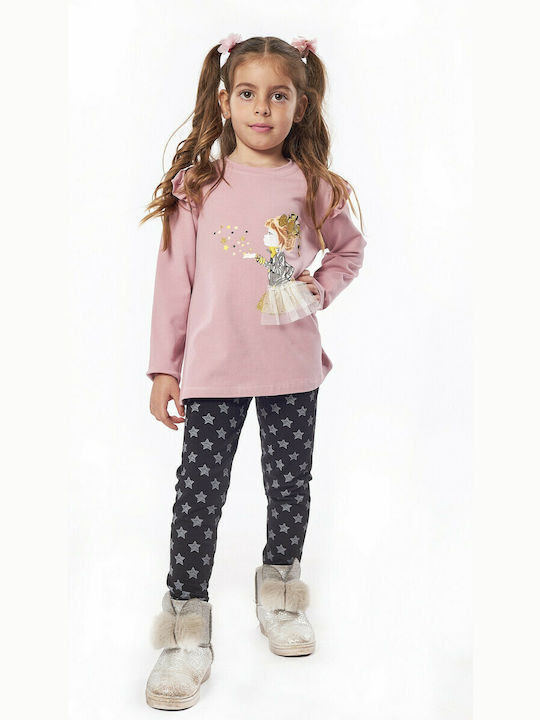 Εβίτα Kids Set with Leggings Winter 2pcs Pink