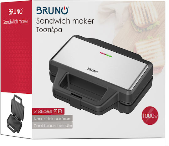 Bruno Τοστιέρα για 2 Τοστ 1000W Inox