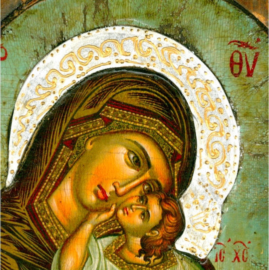 IconsGR Εικόνα Παναγία Βρεφοκρατούσα Ξύλινη 19x38εκ.