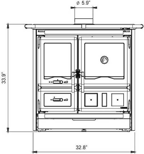 La Nordica Rosa L Gusseisen Holzofen mit Ofen 8.1kW Schwarz