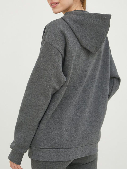 adidas Essentials Logo Boyfriend Sweatshirt Gray with Hood