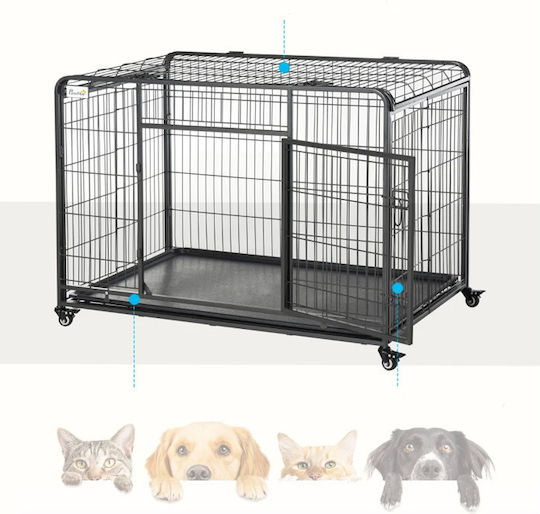 Pawhut Custi de câine din sârmă 125x76x81cm