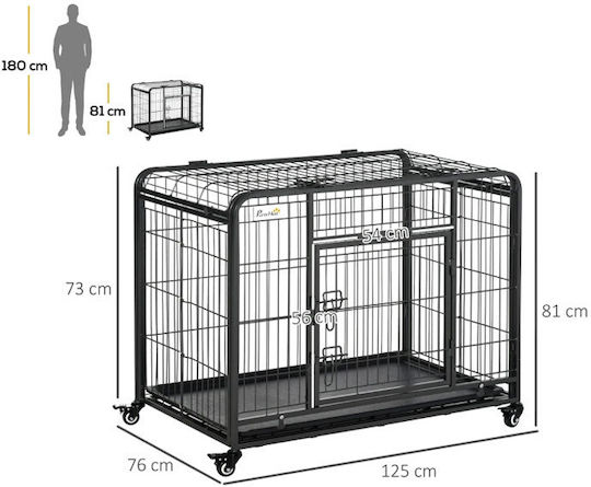 Pawhut Custi de câine din sârmă 125x76x81cm