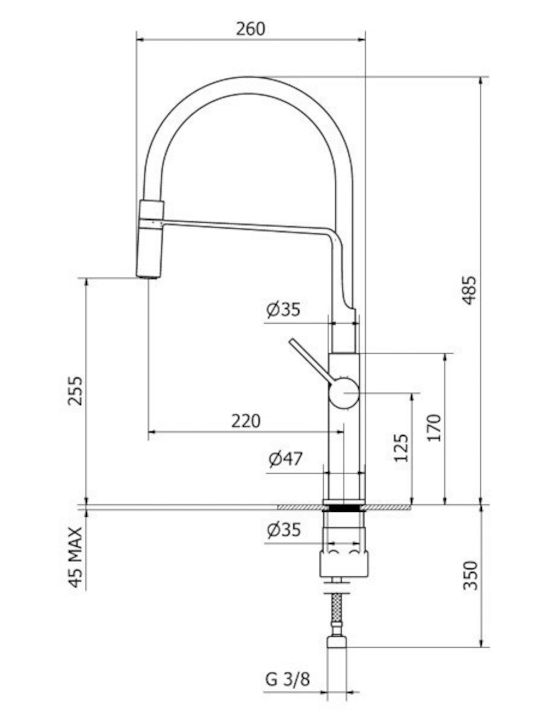 Ottone Meloda Counter with Pull-Out Spray Black Ottone Meloda Counter with Pull-Out Spray Black