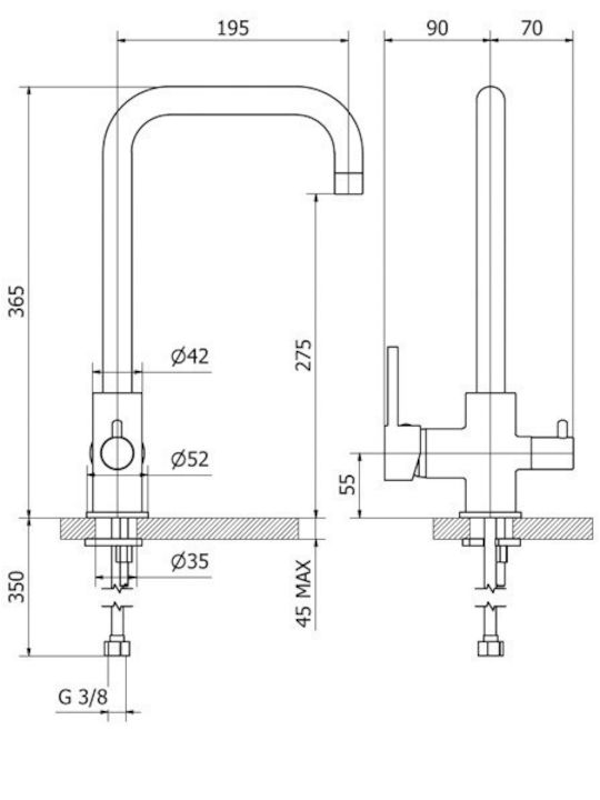 Ottone Meloda Kitchen Faucet Counter Chrome
