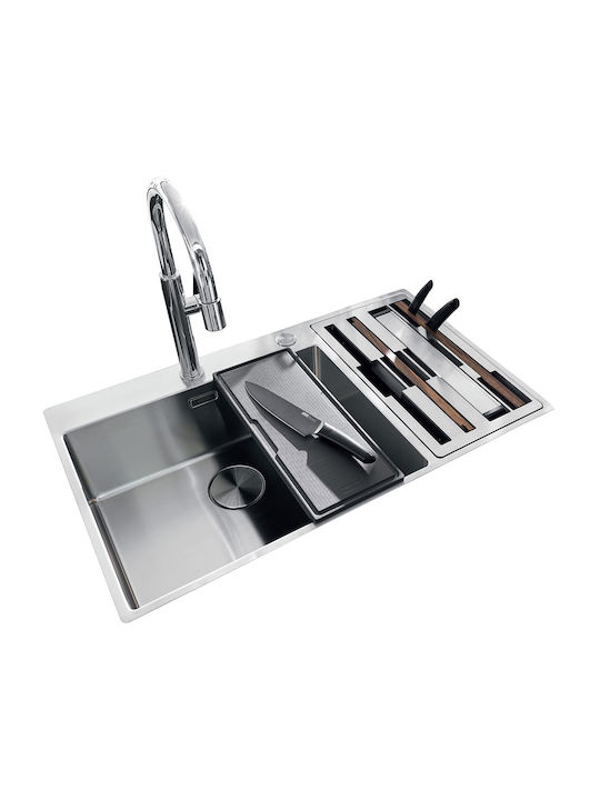 Franke Box Center BWX 220-54-27 Rechte Hand Drop-In Spüle Rechts Inox Satiniert B86xT51cm Silber