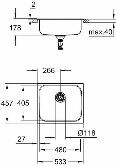 Grohe K 200 31719SD0 Drop-In Мивка Inox Сатен Ш53xД45.7см Сребрист