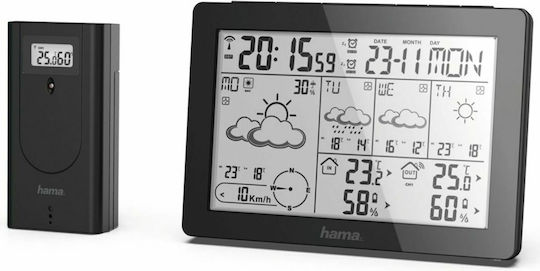 HAMA Meteotime 00186369 Wireless Stație meteorologică Digital De masă Negru