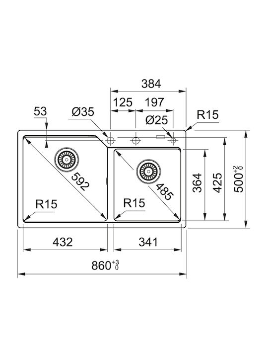 Franke Urban UBG 620-86 Ένθετος Νεροχύτης Αριστερός από Συνθετικό Γρανίτη Μ86xΠ50cm Coffee