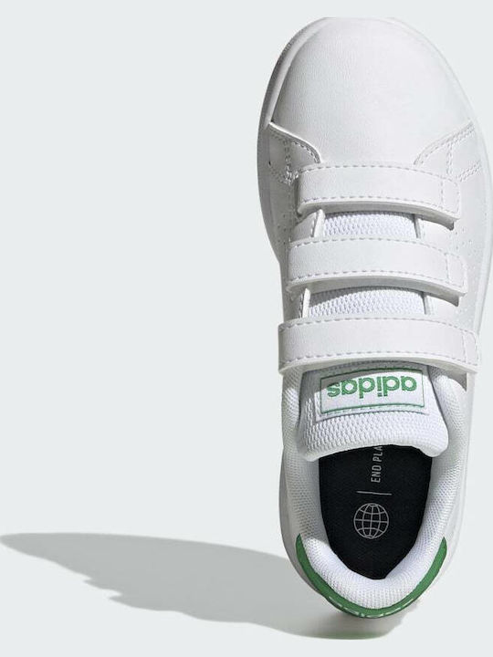 Advantage Court Lifestyle Kids Sneakers with Hoop & Loop Closure Cloud White / Green / Core Black