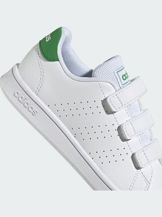 Advantage Court Lifestyle Kids Sneakers with Hoop & Loop Closure Cloud White / Green / Core Black