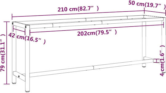 vidaXL Desk Base made of Metal Black - Red 210x50x79cm