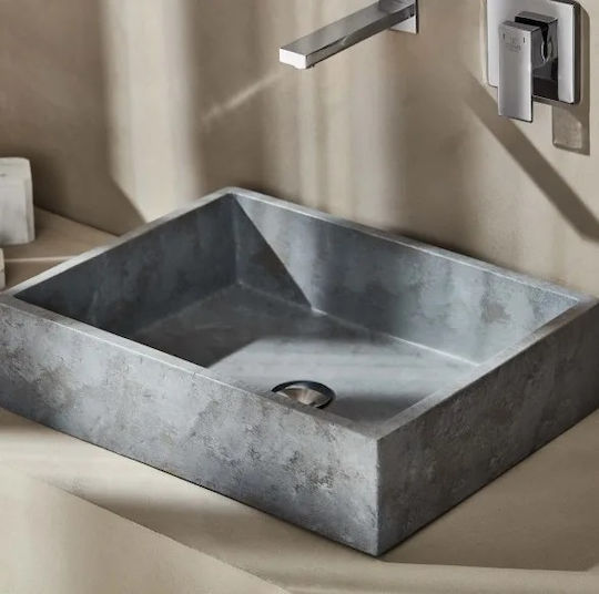 Tema Einbau Badezimmerwaschbecken Stein 52x38x14cm Anthrazit Tema Einbau Badezimmerwaschbecken Stein 52x38x14cm Anthrazit
