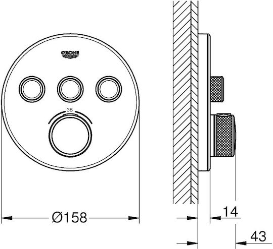 Grohe Grohtherm Smart Control pentru Duș 3 ieșiri Inox