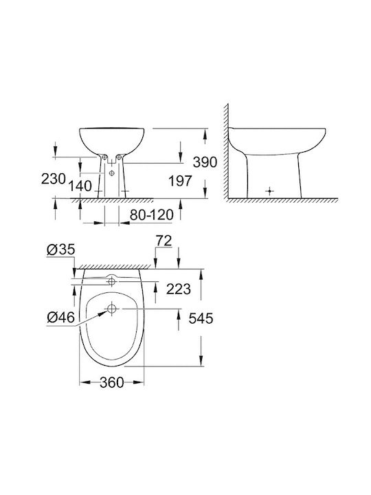 Grohe Bau Биде Под 36x54.5см