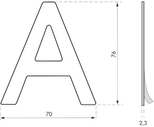 Thirard Πινακίδα με Γράμμα Α σε Ασημί Χρώμα 7.6cm 00067548