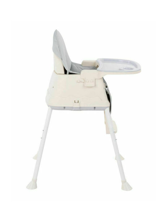 Kikka Boo Creamy Highchair 3 in 1 with Metal Frame & Leatherette Seat Grey