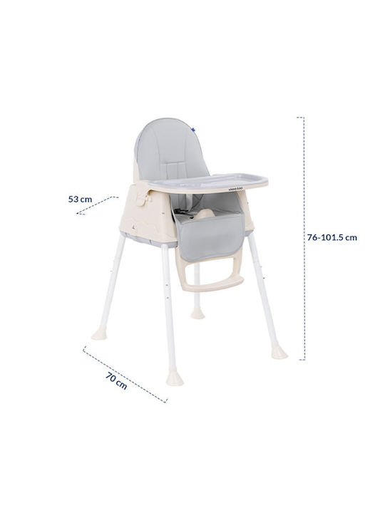 Kikka Boo Creamy Highchair 3 in 1 with Metal Frame & Leatherette Seat Grey