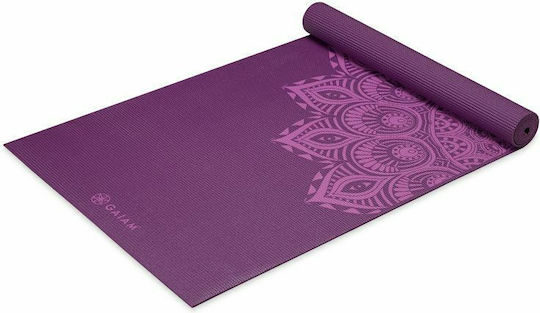 Gaiam Premium Purple Mandala Yoga Mat 6mm Exercise Mat Purple (173x61x0.6cm)
