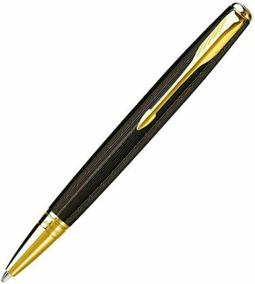 Parker Sonnet Pen Ballpoint with Blue Ink Chiselled Brown