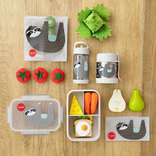 3 Sprouts Kids Water Bottle Plastic with Straw Gray 350ml