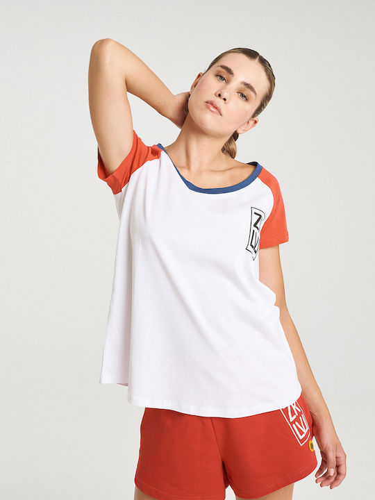 Γυναικείο T-shirt Pure White/Fiery Red