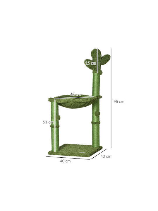 Pawhut Scratching Post Cat Trees Green 40x40x96cm