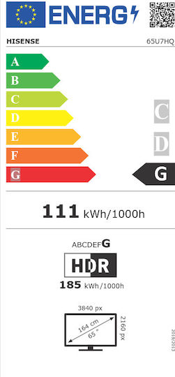 Hisense Smart Τηλεόραση 65" 4K UHD LED U7H HDR (2022) 65U7HQ