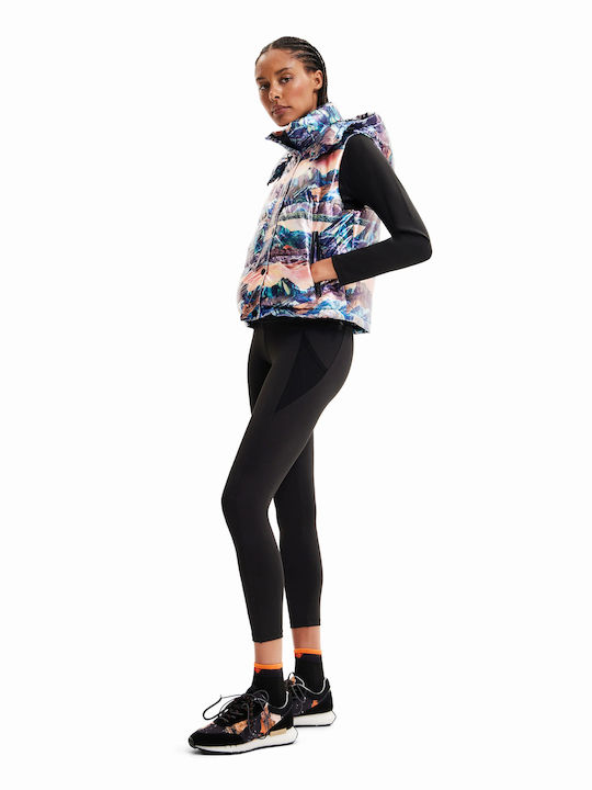 Kurz Damen Ärmellos Puffer Jacke Mehrfarbig