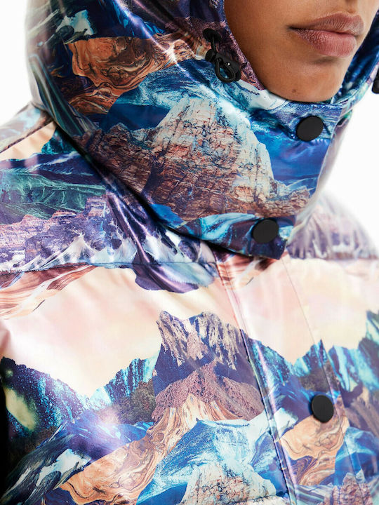 Kurz Damen Ärmellos Puffer Jacke Mehrfarbig