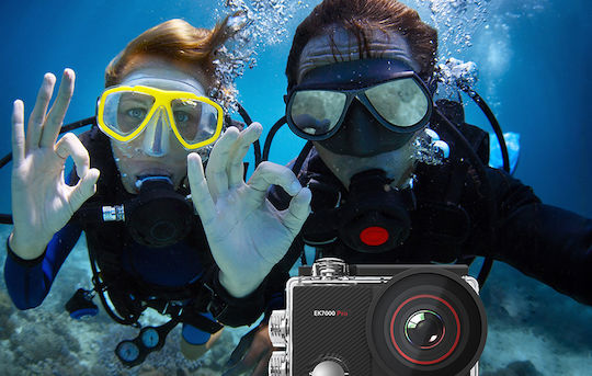 Akaso EK7000 Pro Action-Kamera 4K Ultra HD Unterwasser (mit Gehäuse) mit Touchscreen 2" und Wi-Fi Schwarz