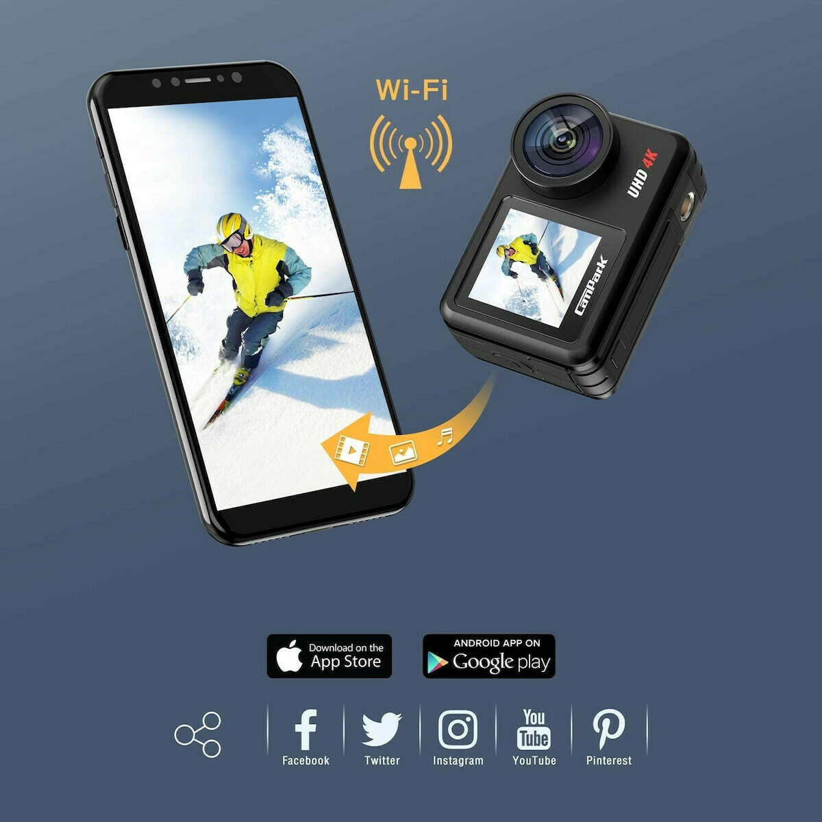 Campark V40 Action Camera 4K Ultra HD Υποβρύχια (με Θήκη) με WiFi Μαύρη