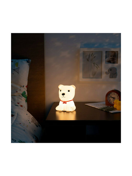 Navaris Lumini LED Lampă decorativă pentru copii Atingere Sitting Dog cu Schimbări de Culori Alb