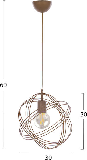 HomeMarkt Hanging Ceiling Light Copper Grid with E27 Socket 30x60cm