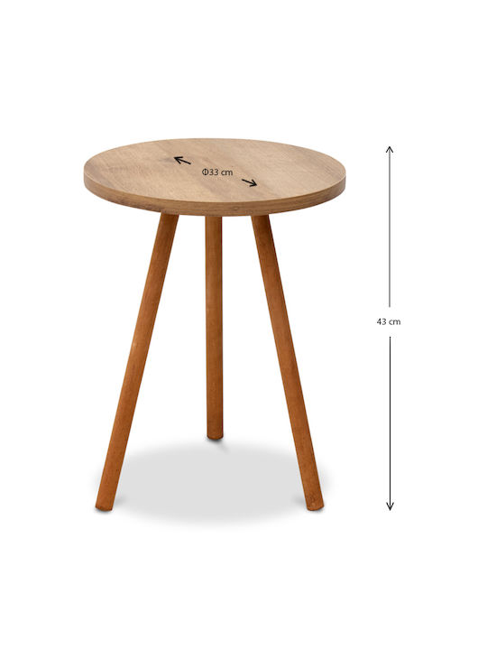 Round Side Table Roma Wooden Pine Oak L33.5xW33.5xH46cm.