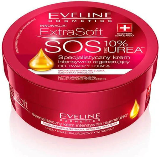 Eveline Extra Soft SOS Cremă de Corp Hidratantă cu 10% Uree pentru Pielii Uscate/Foarte Uscate și Sensibile 175ml
