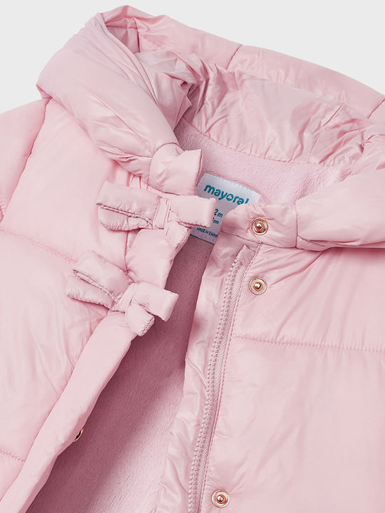 Kids' Quilted Jacket Short with Hood Pink Ecofriends