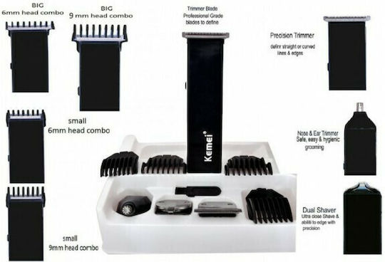 Kemei Set Wiederaufladbar Haarschneidemaschine Schwarz KM-3580