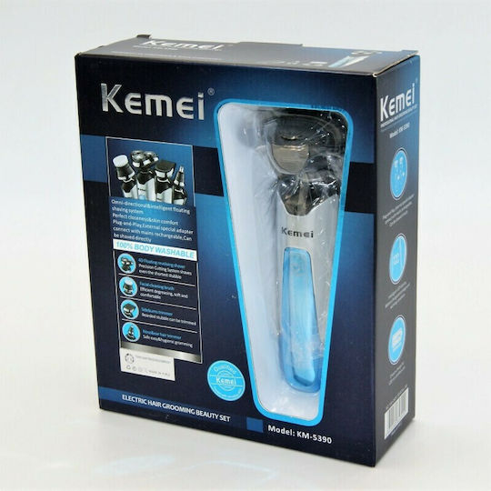 Kemei KM-5390 Περιστρεφόμενη Ξυριστική Μηχανή Προσώπου Επαναφορτιζόμενη