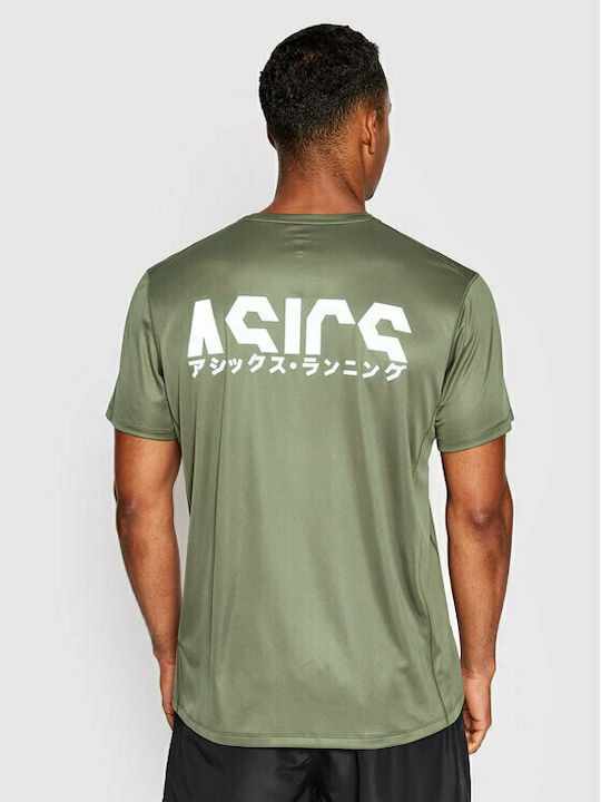 ASICS Ανδρικό T-shirt Χακί με Λογότυπο