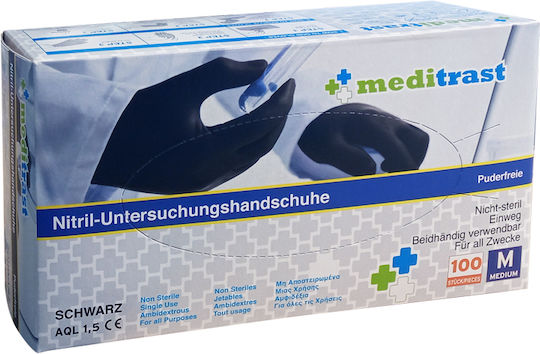 Meditrast Nitril-Handschuhe Nitrile Examination Gloves Powder Free Black 100pcs