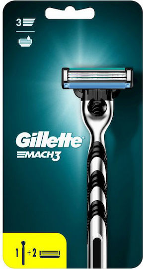 Gillette Mach 3 Razor with Replacement Heads 3 Blades & Lubricious Strip 2pcs