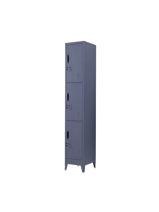 Spind Metallisch mit 3 Schränke Anthracite Checkmate 38x45x191cm