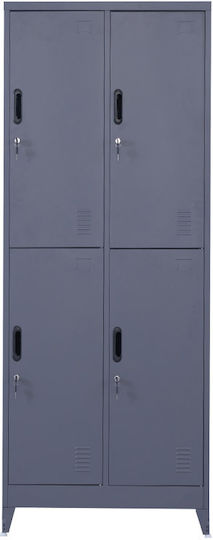 Locker Metal with 4 Cabinets Anthracite Checkmate 90x45x190cm